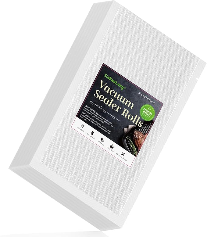 Vacuum Sealer Bags For Food,100 Quart 6" x 10",Commercial Grade BPA Free Bag, Durable Customized Size Food Vac Bags for Storage and Sous Vide Cooking，Puncture Prevention