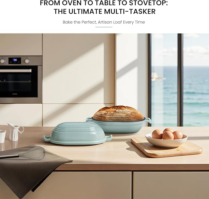 Enameled Cast Iron Dutch Oven for Sourdough Bread Baking,9 x 5-4/5 Inch Oval Cast Iron Bread Pan with Lid,Dutch Oven for Homemade Sourdough Baking,2.8QT Meatloaf Pan,Oven Safe