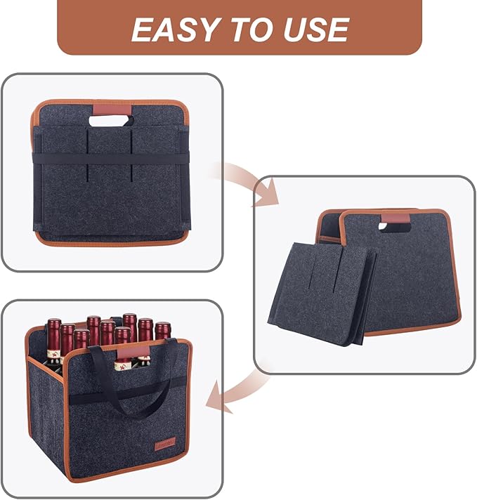 2 Pack 9 Bottle Wine Tote Bag, Insulated Thermal Padded Wine Carrier Tote, Reusable Wine Bags for Wine Bottles Travel, Camping and Picnic, Perfect Wine Lover Gift