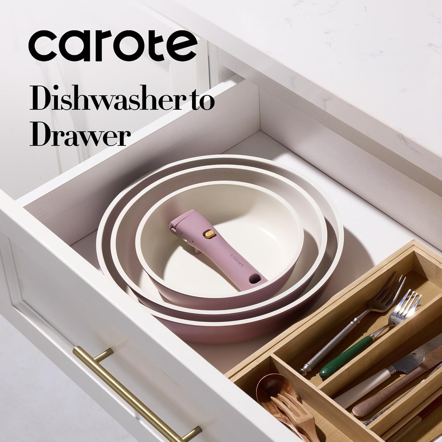 CAROTE Non Stick Frying Pans, 8"+10"+12” Frying Pan Egg Pan Omelet Pans with Detachable Handle, Stone Non Toxic Cookware, PFOA Free, Induction Compatible & Oven Safe, Dishwasher Safe, Purple