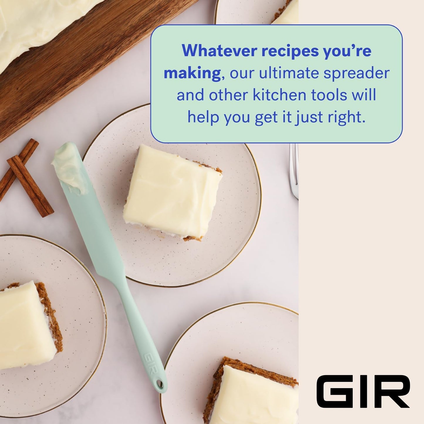 GIR: Get It Right Silicone Spreader - Silicone Butter Spreader - Food Grade Scraper - BPA & BPS Free - Baking Supplies - Home & Kitchen Gadgets - 10" x 1.10" - Studio White