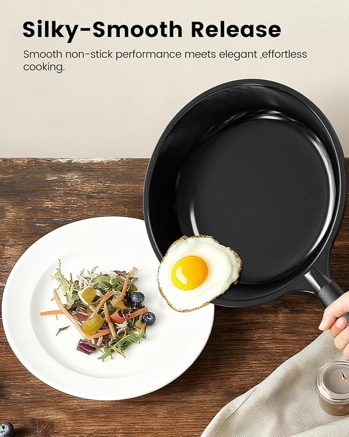 Ceramic Nonstick Frying Pan, Non Toxic Pan for Cooking, 8" 9.5" and 11" Frying Pan Skillet Set PFAS & PTFE & PFOA Free, Dishwasher Safe, Compatible with All Stovetops