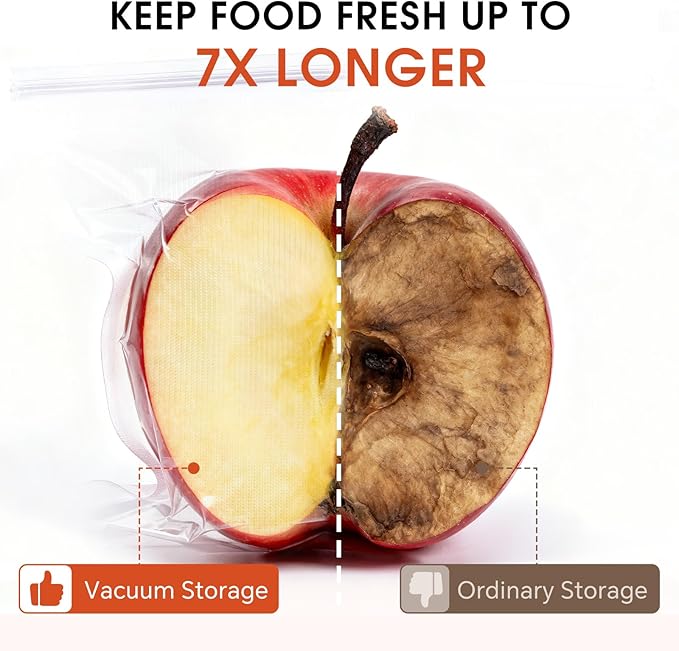 Reusable Vacuum Sealer Bags 25 Pack (8.7"x8.3") with 5 Clips, BPA-Free Vacuum Zipper Bags for Food Storage, Freezer & Sous Vide Cooking, Compatible with Food Saver Vacuum Sealers