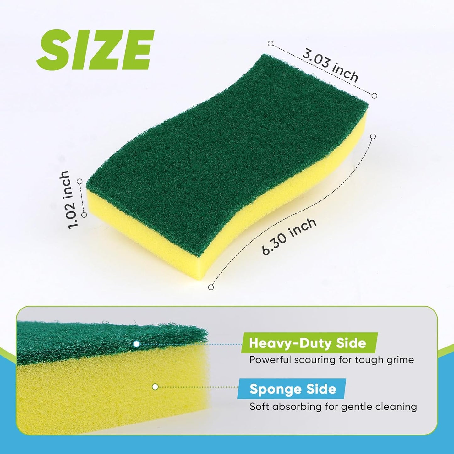 AIDEA Sponges Kitchen, XL Heavy Duty Dish Sponge, Cleaning Dish Scrubber Sponge for Home and Kitchen, Extra Large Cleaning Supplies for Pots, Pans, 6 Pack