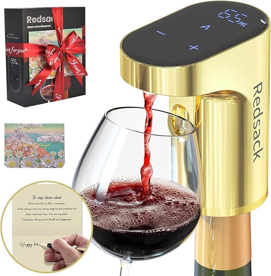 Smart Digital Wine Dispenser & Electric Aerator with Auto Stop, 1-999ML Quantitative Pour & Hands-Free Sensor for Wine, Whiskey, Spirits - Ideal Gift for Men, Dad, Him, Wine Enthusiasts (for Dad)