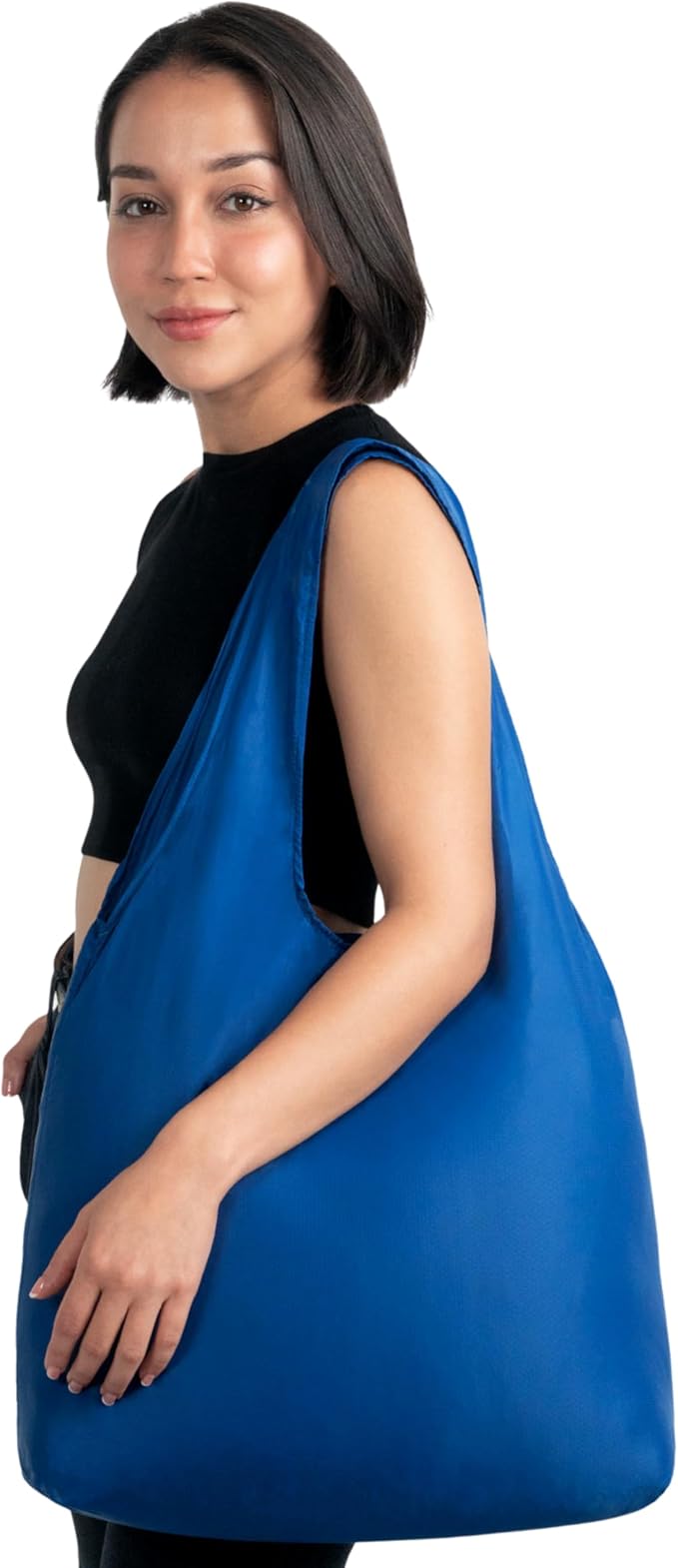 Nanobag Ultra-Lightweight Heavy Duty Foldable Tote for Women & Men, Reusable Grocery & Travel Bag, Packable Collapsible Compact Market Essential (XL Navy)