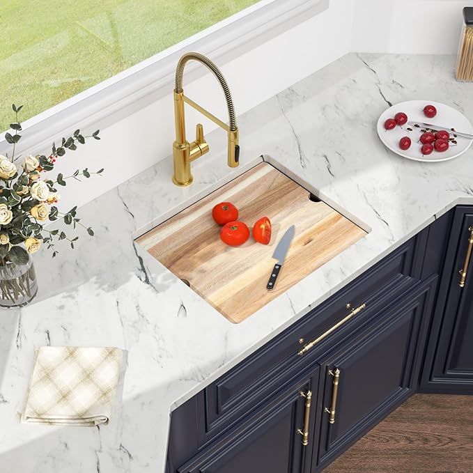 Kichae Black Undermount Bar Sink - 21 x 18 Black Composite Granite Undermount Wet Bar Prep Kitchen Sink