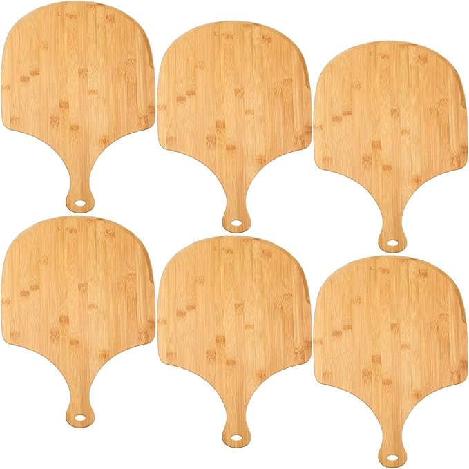 Norme 6 Pcs Bamboo Pizza Peel Set, Wooden Pizza Paddle with Handle, Wood Cutting Board, Oven Accessory for Breads, Cheese, Fruit, Vegetables, Kitchen Accessories(16.5 x 12 Inch)