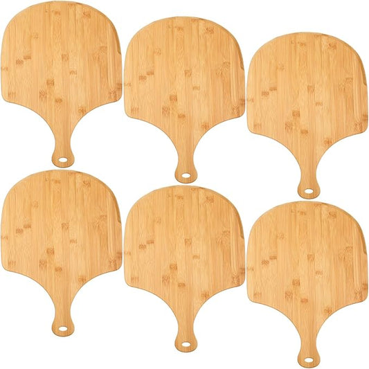 Norme 6 Pcs Bamboo Pizza Peel Set, Wooden Pizza Paddle with Handle, Wood Cutting Board, Oven Accessory for Breads, Cheese, Fruit, Vegetables, Kitchen Accessories(16.5 x 12 Inch)