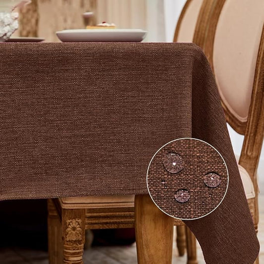 BALCONY & FALCON Rectangle Tablecloth Washable Wrinkle Resistant and Water Proof Table Cloth Decorative Linen Fabric Tablecloths for Dining Parties Kitchen Wedding and Outdoor Use(Brown, 57x118)