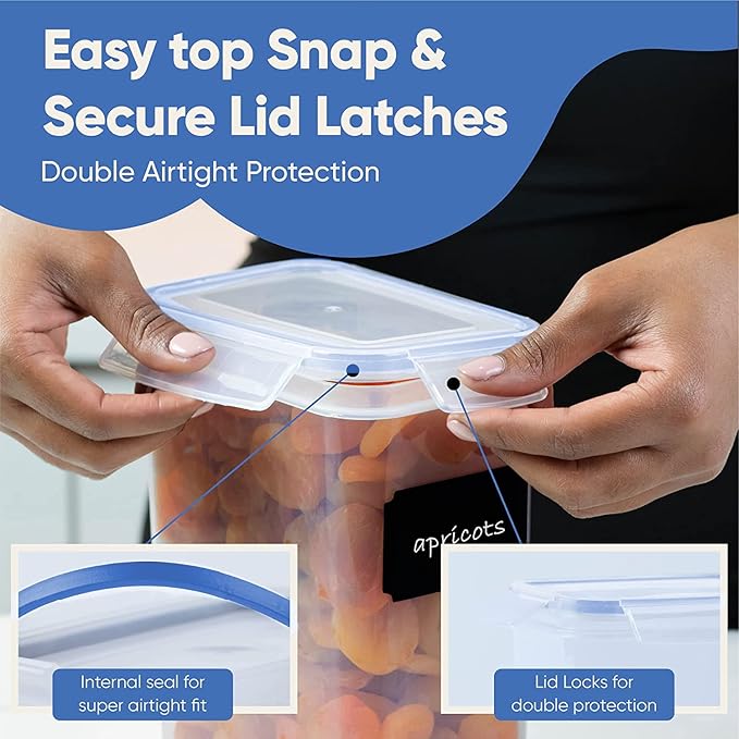 Airtight Food Storage Containers Set with Lids For Kitchen Organization 14 Pack - BPA Free Food Canisters With Labels, Marker & Spoon Set For Pantry Organization And Storage - Royal Blue