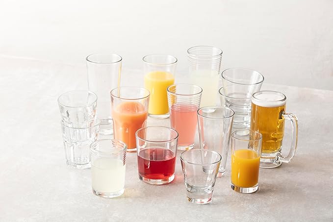 Fortessa Basics Arcade Beverage Everyday Glass, 14.25 Ounce, Set of 12