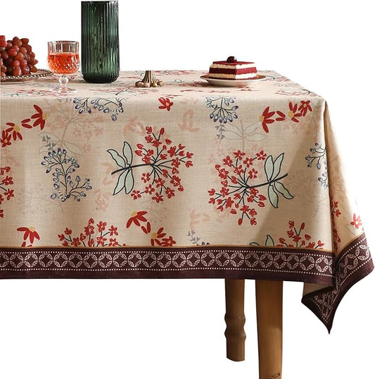 patdrea French Linen Table Cloth Soft Breathable Tabletop Cover Dacorative Kitchen Dining Tablecloth for Rectangular Tables for Parties,Holiday,Christmas,55"x 55"