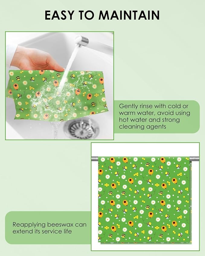 Beeswax Food Wraps,13x39 Inch Honeycomb Bread Wrap Eco-Friendly Reusable Bread Storage Bags Kitchen Food Storage Organic Beeswax Plastic Wrap