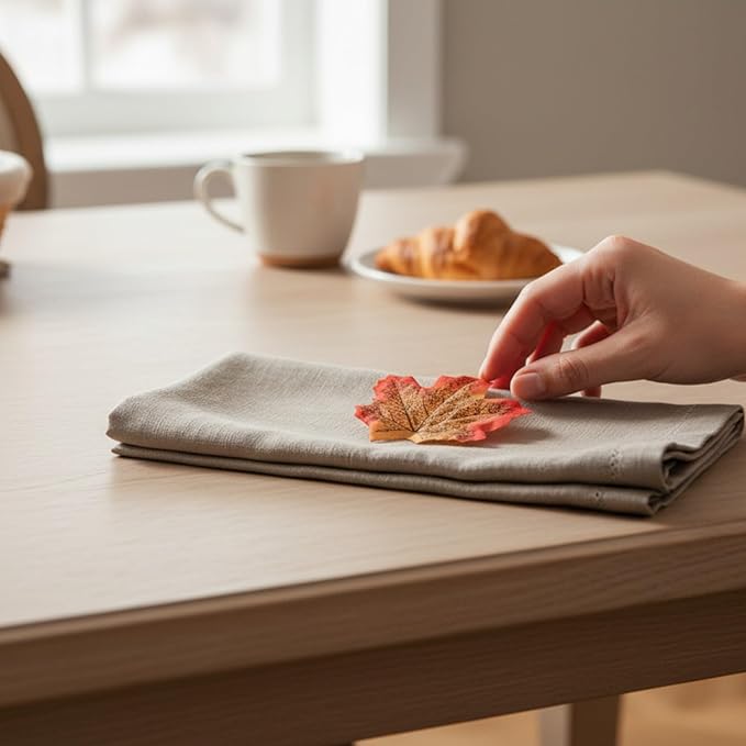 Hemstitched Linen Napkins – 20 Inch x 20 Inch – Stonewashed Pure Linen Cloth Dinner Napkins with Mitered Corners - 100% French Flax – Machine Washable - Set of 4 (Natural Rustic Taupe)