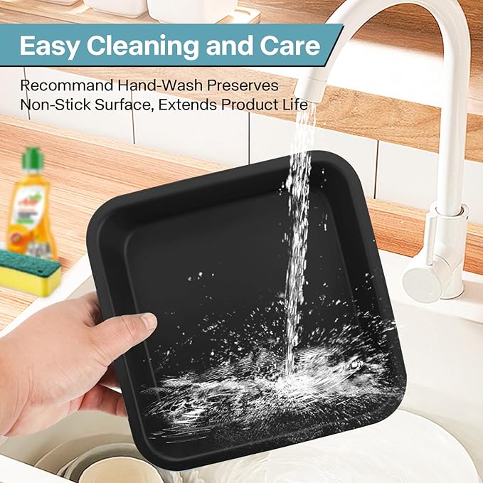 2-Pack 8x8 Square Cake Pan, Nonstick Brownies Square Cake Pan, 8 inch Square Baking Pan for Making Meat Dishes, Square Cake Pan for Beginners, Easy to Clean