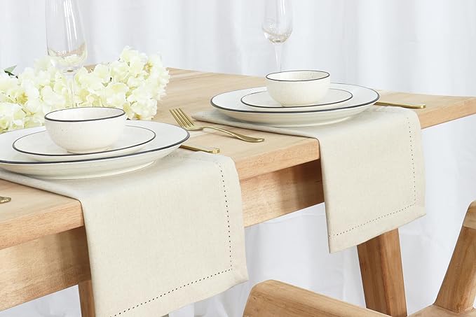 PurpleEssences Set of 12 Hemstitch Cloth Dinner Napkins 100% Cotton - Soft Durable Washable - Ideal for Wedding Christmas Holiday Winter - Perfect Everyday Use Table Linen 18x18 - Royal Linen