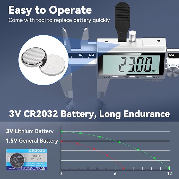 Housolution Digital Caliper, 6Inch Caliper Measuring Tool with Large LCD Screen, Inch/MM Switch, 4 Measuring Ways, Stainless Steel Micrometer Vernier Caliper with Splashproof Screen for Woodworkers