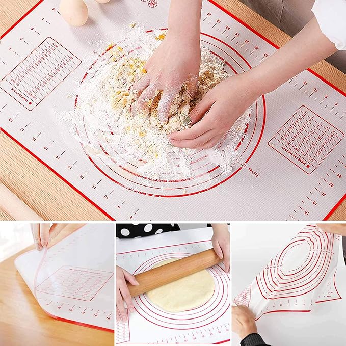 HULISEN Stainless Steel Biscuit Cutter Set, Silicone Mat, Pastry Scraper and Dough Blender, Sturdy & Long-Lasting with Ergonomic Rubber Grip, Professional Baking Dough Tools, Gift Package (4 Pcs/Set)