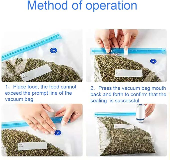 Sous Vide Bags 25Pcs, Reusable BPA Free Vacuum Sealer Bags Vacuum Food Storage Bag for Cooking/Food Storage/Microwave Heating - 3 Size 18Pcs Vacuum Zipper Bag & 5 Air Valves & 2 Seal Clips