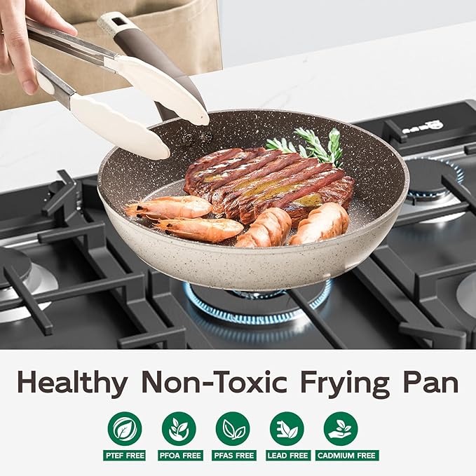 9.4" Ceramic Skillet | Non Stick Frying Pan with Stay-Cool Handle – PFOA-Free, Induction Safe Egg Pan