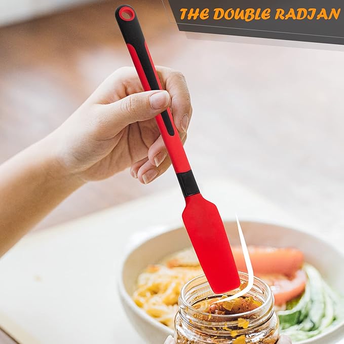 TEEVEA Silicone Spatula for Cooking Baking Mixing, Heat Resistant Non-Stick Dishwasher Safe BPA-Free Kitchen Utensils, Set of 4, Red and Black