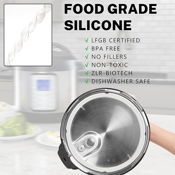 Silicone Sealing Rings Compatible for Instant Pot 6 Quart Pressure Cookers - 1 Pcs Replacement Silicone Gasket Seal Rings Fit IP-DUO60, DUO50, LUX60, LUX50, CSG60, and CSG50 - Clear