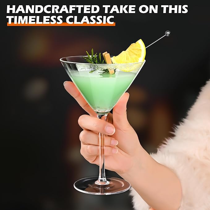 10oz Large Martini Glasses Set of 4,Classic Crystal Cocktail Glasses,Hand Blown Martini Glass for Espresso Martini, Cosmopolitan, Manhattan, Home Bar Gift Set