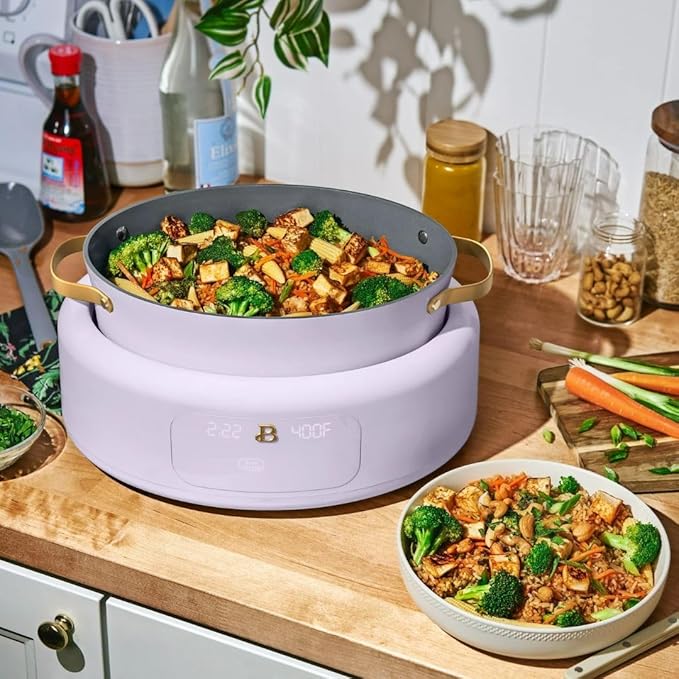 Beautiful 10-in-1 6-Qt Programmable Multi-Cooker with Oven-Safe Pot & 7 Presets – Slow Cook, Rice, Steam, Sauté (lavander)