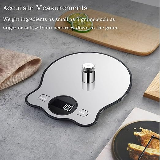 Food Scale,22lbs Digital Kitchen Multifunction Scale, Weight Grams and oz for Cooking Baking,10 Units with Tare Function 1g/0.03oz Precise Graduation, 304 Stainless Steel Unique Cute Shape