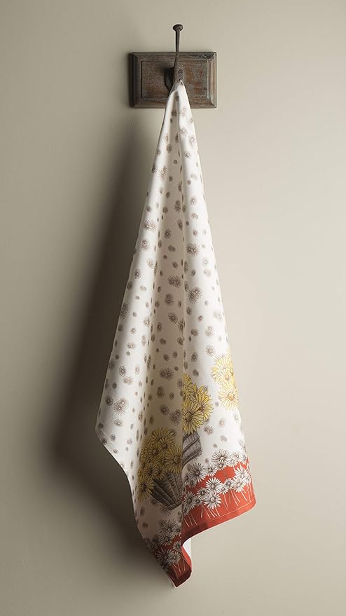 Maison d' Hermine Kitchen Towels Set of 3 100% Cotton 20" x 27.5" Reusable Cloth Tea Dish Towels Absorbent with Hanging Loop for Kitchen Dining Thanksgiving Christmas Decorations (Bagatelle)