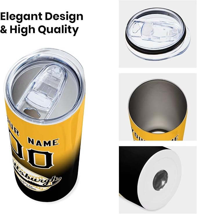 Custom Tumbler Stainless Steel Cup Personalized Baseball Vacuum Insulation Travel Mug Add Your Name Number Fans Gift for Baseball Fans