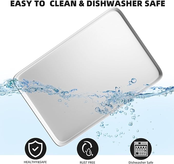 CROSSON 16× 24 Inch Cookie Sheet Pans Set of 12-Baking Tray Jelly Roll Pan Set Commercial Grade Aluminum Coated Statinless Steel Bun Pan for Oven,Freezer,Bakery Hotel Restaurant