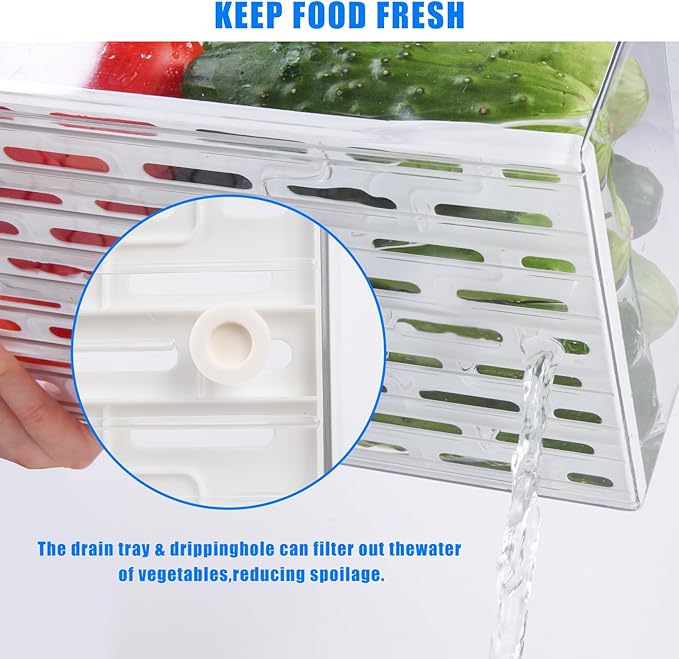 Refrigerator Drawers Pack of 2 With Pull Out Stackable Fridge Organizer Bins, Clear Cabinet Organizers for Kitchen Pantry Food Containers Produce Storage (2 Drawer,Medium)