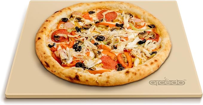 Pizza Stone For Oven and Grill 13 Inch, Baking Stone For Bread Thermal Shock Resistant BBQ Grilling Square Pizza Pan Cordierite Cooking Pan with PE Scraper