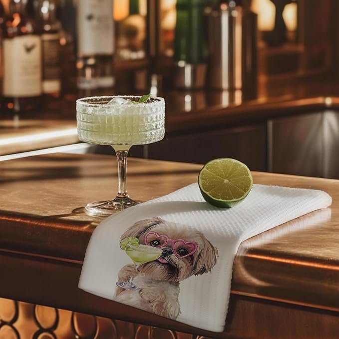 Cabana Bro Shih Tzu Gifts Kitchen Towels, Shih Tzu Gifts for Women Decorative Hand Towels for Bathroom, Funny Lion Dog Chow Chow Cocktail Tequila Dish Tea Towels for Kitchen, 16x24 Inch