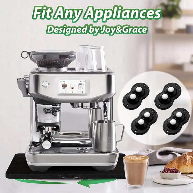 Appliance Slider, Sliding Tray for Coffee Maker, Coffee Pot Slider for Countertop, 360° Rolling Tray Appliance Slider for Kitchen Appliances- Black (12.5” X 16”)