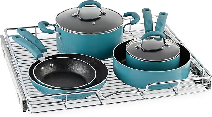 HOLDN’ STORAGE Pull Out Cabinet Organizer, Heavy Duty Caddy w/Lifetime Limited Warranty -24”W x 21”D - Requires At Least 25-1/4” Cabinet Opening, Steel Metal Cabinet Drawers Slide Out, Chrome