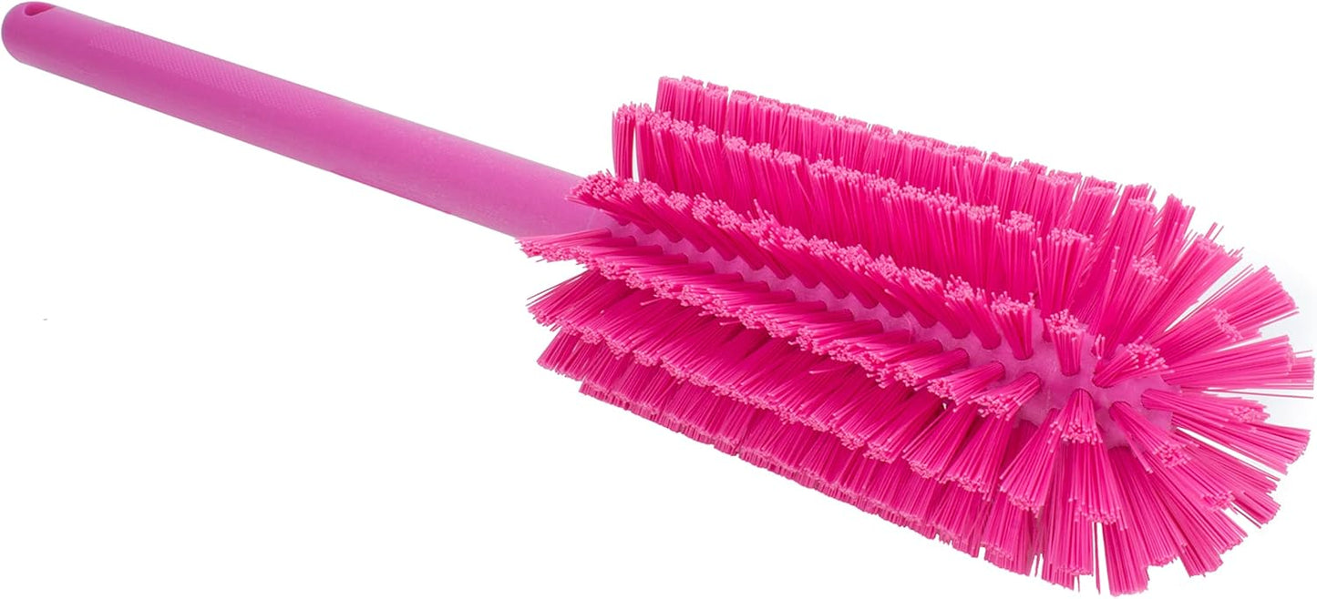 SPARTA Scrub Brush Bottle Brush, Dishwasher Safe Brush with Hanging Hole for Cleaning, Plastic, 16 Inches, Pink