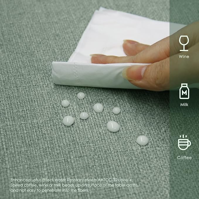 BALCONY & FALCON Square Tablecloth - Small Waterproof Table Cloth, Wrinkle Resistant Table Cover Linen Fabric Tablecloths for Dining Kitchen Wedding and Outdoor Decoration (Celadon Green, 47"x47")