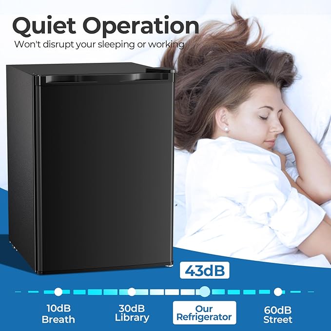 2.56 Cu.ft Compact Refrigerator with Reversible Single Door, BLACK