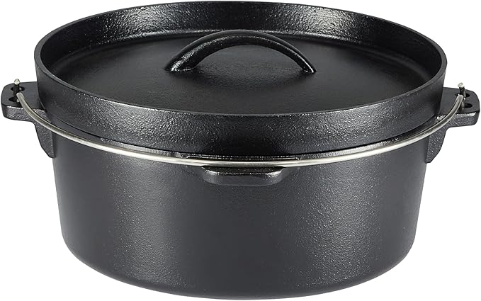 Amazon Basics Pre-Seasoned Cast Iron 5 Pieces Kitchen Pots and Pans Cookware Set, Black, 14.17 x 12.2 x 10.63 in