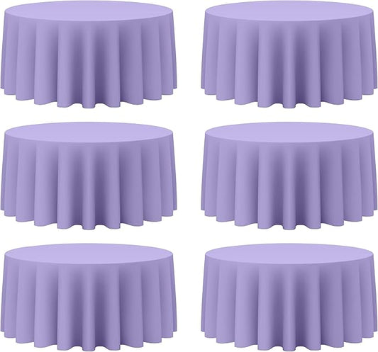BRILLMAX 6 Pack Lavender Round Tablecloths 132 Inch - Circle Bulk Linen Polyester Fabric Washable Table Cloth Cover for Wedding Reception Banquet Birthday Party Buffet Restaurant