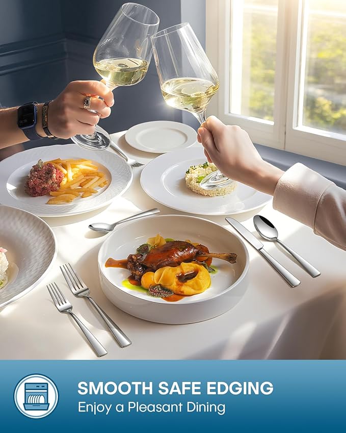 Stapava 40 Piece Silverware Set, Food-Grade Stainless Steel Flatware Sets for 8 Mirror Polished Cutlery Utensil Sets Include Dinner Knives Spoons and Forks Set Dishwasher Safe for Home Restaurant