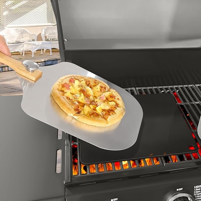 Hisencn 13" Ceramic Pizza Steel for Home Ovens - 20X Faster Heating, Crispy Crust Kit with Aluminum Peel & Tools