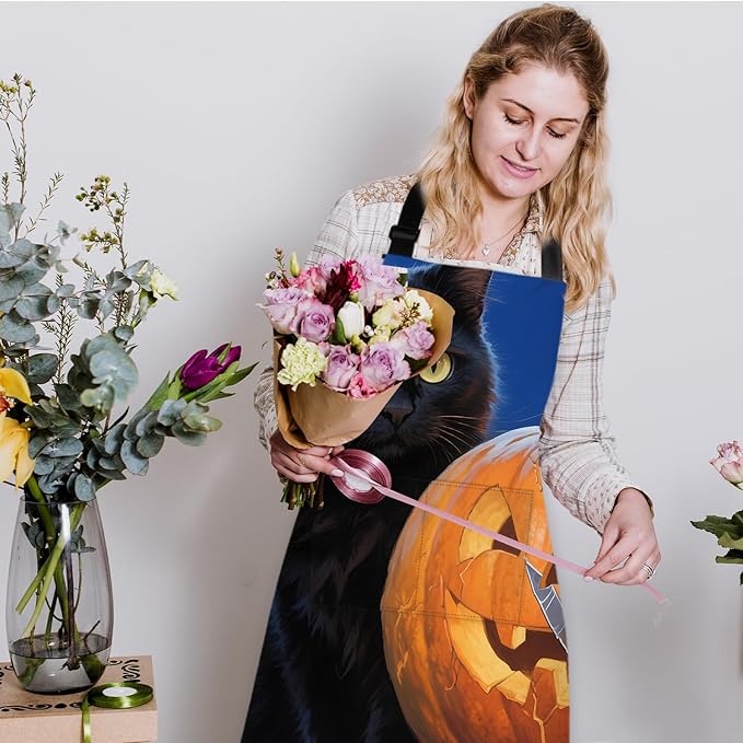Halloween Apron Home Kitchen Cooking Baking Gardening for Women Men with Pockets waterproof 32x28 inch