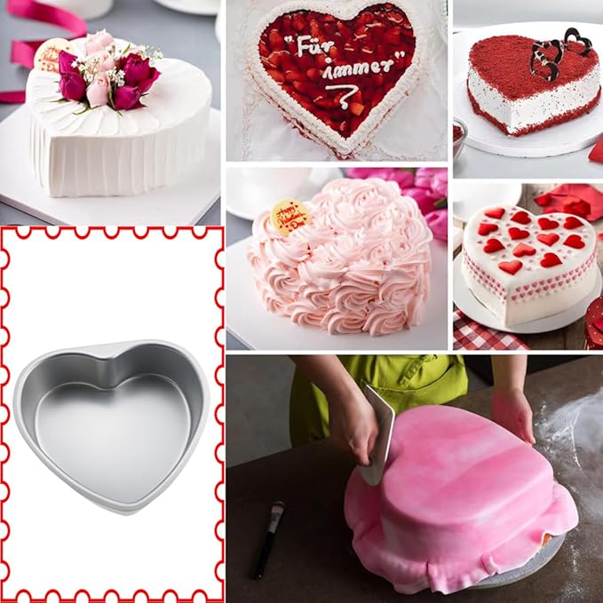 QAZXCDEW- Heart Shaped Cake Pan Heart Cake Mold 8inch Aluminum Cake Pans For Valentine's Weddings Birthday Party-1pcs