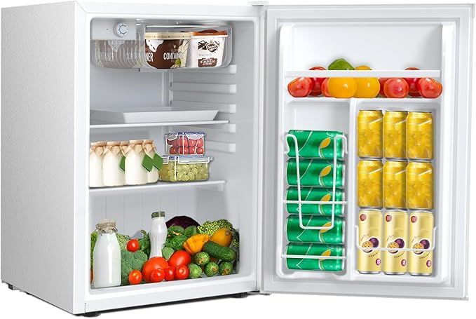 2.56 Cu.ft Compact Refrigerator with Reversible Single Door, WHITE