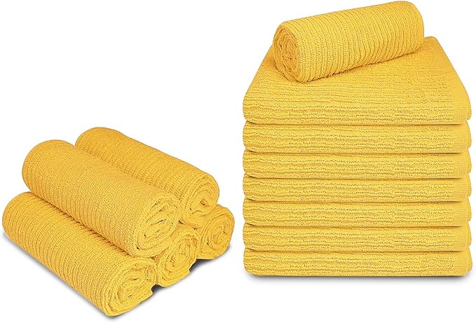 Softolle Bar Mop Towels, Pack of 12-16x19 Inches - 100% Cotton Super Absorbent Towels, Multi-Purpose for Home and Bar Cleaning (Yellow)