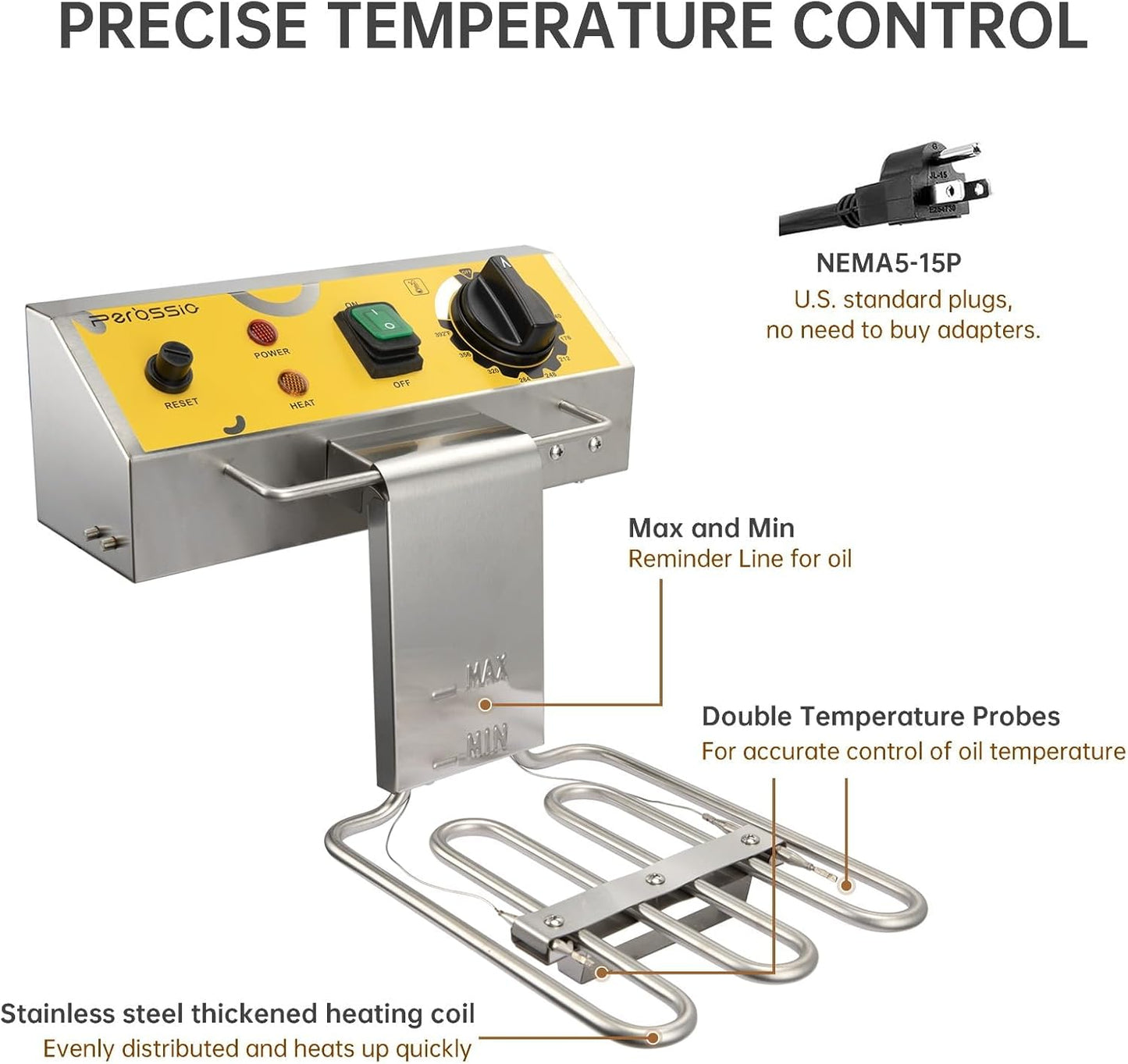 Large Deep Fryer with Basket and Lid 10L(10.6Qt), 304SS Electric Deep Fryer for Home and Commercial, Countertop Deep Fryers, 1750W Fast Heating, 120V